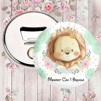Taçlı Aslan ile Soft Yeşil Benekler Temalı Magnet Açacak
