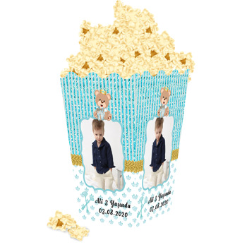 Taçlı Ayı Temalı Temalı Popcorn Kutusu