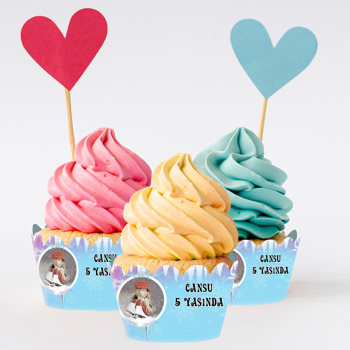 Taçlı Elsa Temalı Cupcake Sargısı