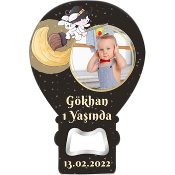 Tavşan Cadılar Temalı Balon Ahşap Magnet 