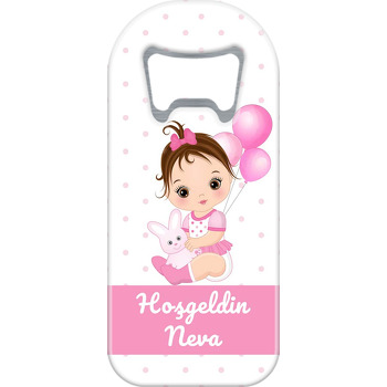 Tavşan ile Kız Bebek Temalı Uzun Magnet Açacak