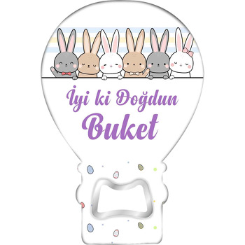 Tavşan Kardeşler Temalı Balon Ahşap Magnet 
