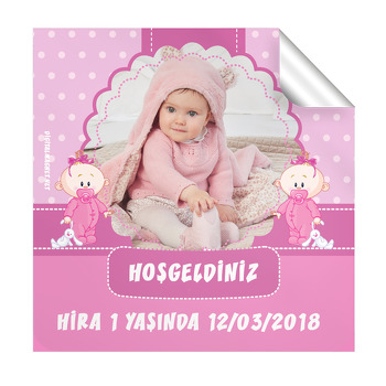Tavşanlı Bebek Temalı Doğum Günü  Kare Etiket