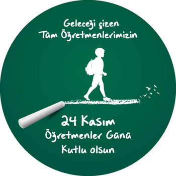 Tebeşirde Yürüyen Öğrenci ile Öğretmenler Günü Temalı Daire Plastik Doğum Günü Anahtarlık