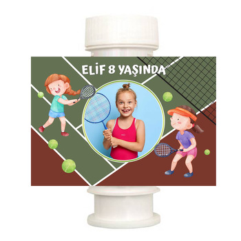 Tenisçi Temalı Köpük Baloncuk Etiketi