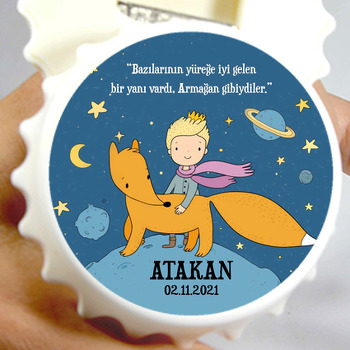 Tilki ile Küçük Prens Ayda Temalı Kapak Şeklinde Magnet Açacak