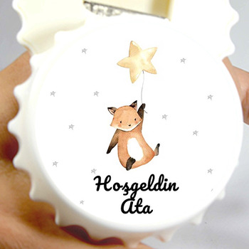 Tilki ile Yıldız Temalı Kapak Şekilli Magnet Açacak