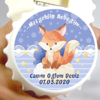 Tilki Ve Yıldızlar Temalı Kapak Şekilli Magnet Açacak