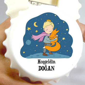 Tilkiye Sarılan Küçük Prens Temalı Kapak Şeklinde Magnet Açacak