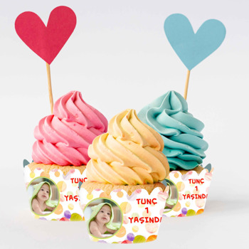 Tırtıl ile Elma Temalı Cupcake Sargısı