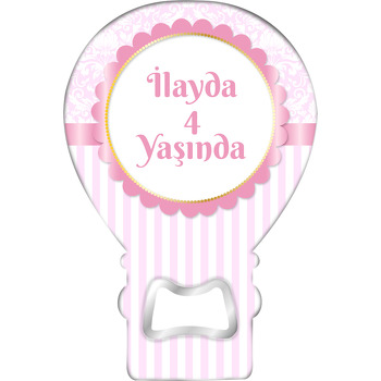 Toz Pembe Damask ve Kurdele Temalı Balon Magnet Açacak