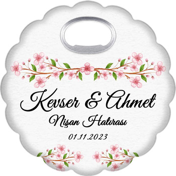 Toz Pembe Kır Çiçekleri Temalı Çiçek Şekilli Magnet Açacak