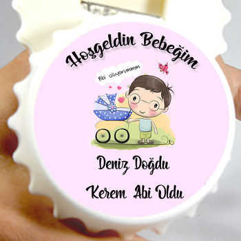 Toz Pembe Zeminli Bebek Araba Temalı Kapak Açacak