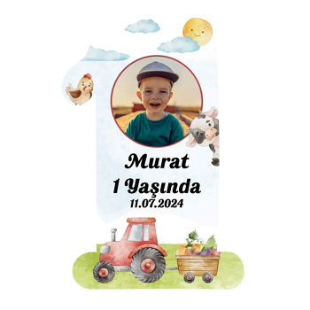 Traktör Çiftlikte Temalı Doğum Günü Magnet