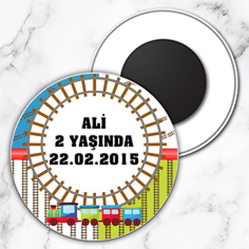 Tren 2 Temalı Daire Plastik Magnet