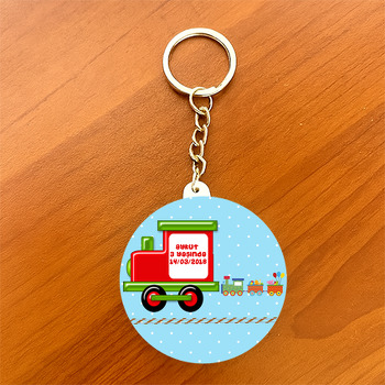 Tren Çerçeve Temalı Daire Plastik Anahtarlık