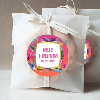 Tropikal Çerçeve İle Flamingo Temalı Parti Sticker