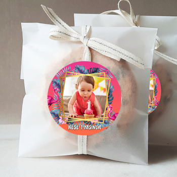 Tropikal Çerçeve İle Flamingo Temalı Resimli Sticker