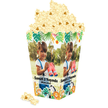 Tropikal Orman ile Hayvanlar Temalı Popcorn Kutusu