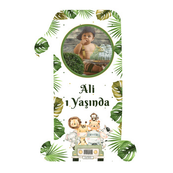 Tropikal Safari Temalı Doğum Günü Magnet