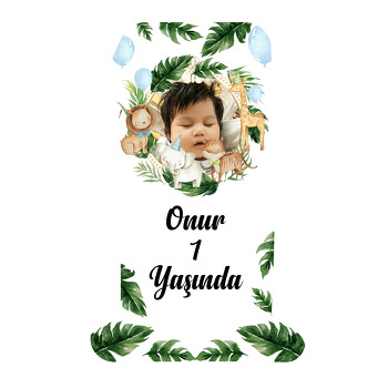 Tropikal Safari Temalı Doğum Günü Magnet