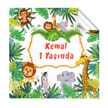 Tropikal Safari  Temalı Kare Sticker