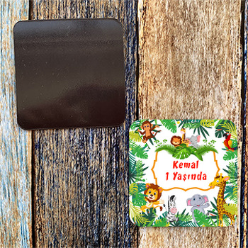 Tropikal Safari  Temalı Kare Magnet
