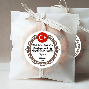Türk Bayrağı ile Kahverengi Çerçeve Temalı Sticker