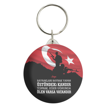 Türk Bayrağı Zeminli Anahtarlık