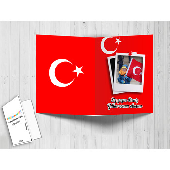 Türk Bayrak Temalı Anı Kartı