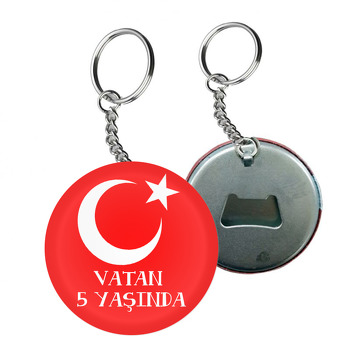 Türk Bayrak Temalı Arkası Açacak Anahtarlık