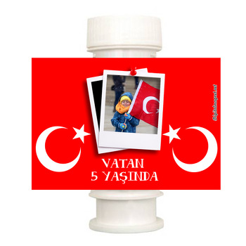 Türk Bayrak Temalı Köpük Baloncuk Etiketi