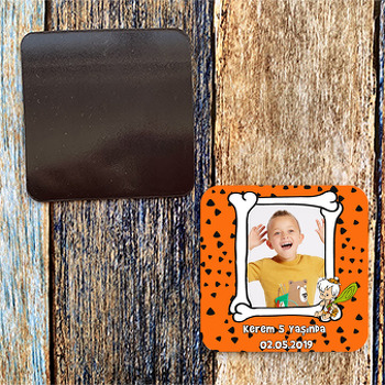 Turuncu Bambam Temalı Doğum Günü Magnet