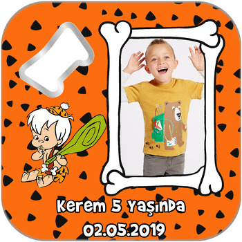 Turuncu Bambam Temalı Kare Magnet Açacak