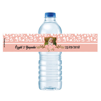 Turuncu Çiçek  Temalı Su Şişesi Etiketi