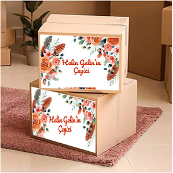 Turuncu Çiçekler Temalı Sticker