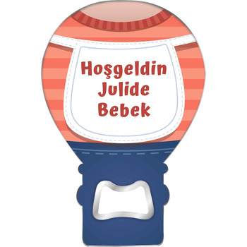 Turuncu Çizgili Bebek Önlüğü Temalı Balon Magnet Açacak