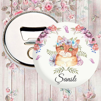 Turuncu Kedi ile Çiçekler Temalı Magnet Açacak