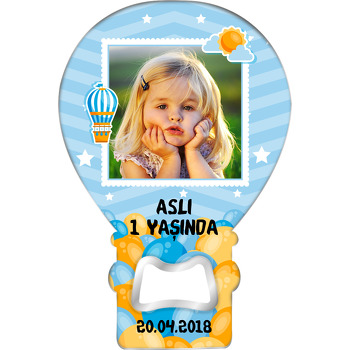Turuncu Mavi Uçan Balon Temalı Balon Magnet Açacak
