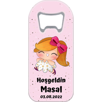 Turuncu Saçlı Pembe Kurdeleli Kız Temalı Uzun Magnet Açacak