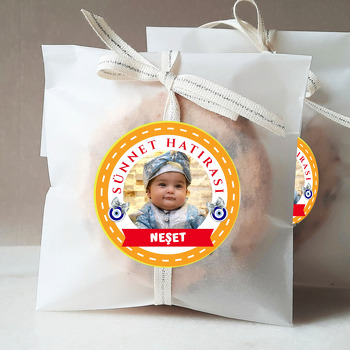 Turuncu Sünnet Hatırası ile Nazar Boncuğu Temalı Sticker