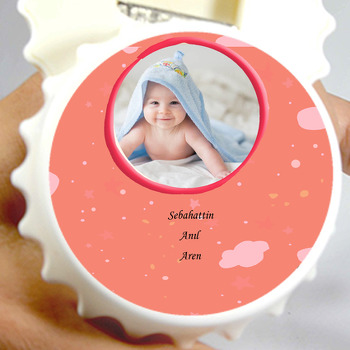 Turuncu Yıldız Temalı Bebek Kapak Şekilli Magnet Açacak