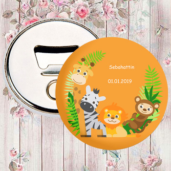 Turuncu Zeminli Safari Hayvanları Temalı Magnet Açacak