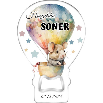 Uçan Balon ile Sepette Yavru Fare ve Yıldızlar Temalı Balon Magnet Açacak
