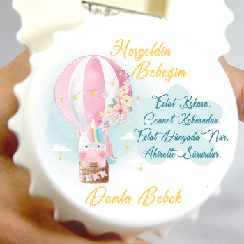 Uçan Balonda Unicorn Temalı Kapak Şekilli Magnet Açacak