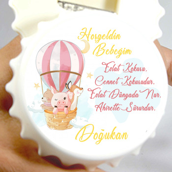 Uçan Balonlu Domuzcuk Temalı Kapak Şekilli Magnet Açacak