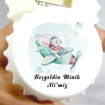 Uçan Bebek Tavşan Temalı Kapak Şekilli Magnet Açacak