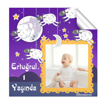 Uçan Kuzular Temalı Kare Etiket