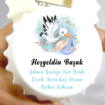 Uçan Leylekli Bebek ile Şiir Temalı Kapak Şeklinde Magnet Açacak