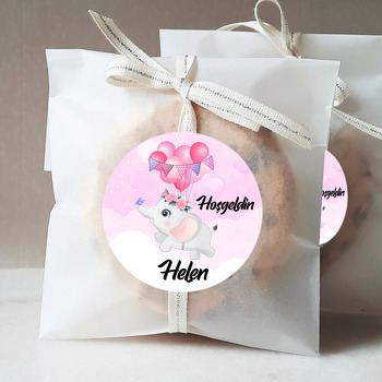Uçan Sevimli Fil ile Pembe Balonlar Temalı Sticker